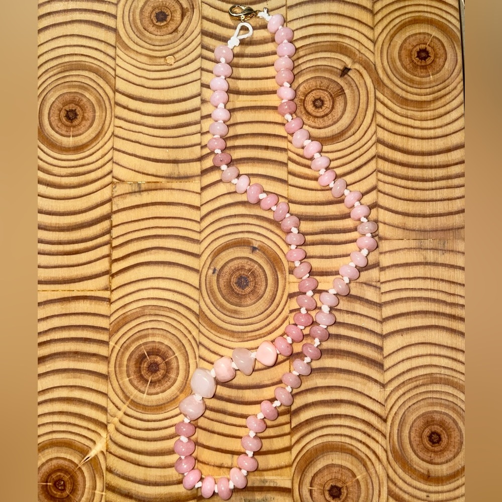 Knotted pink gem necklace